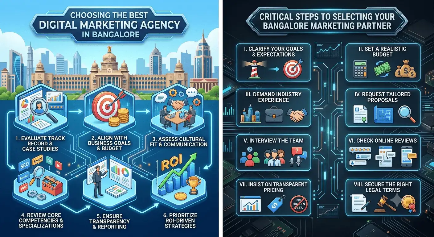 Infographic showing how to choose the best digital marketing agency in Bangalore