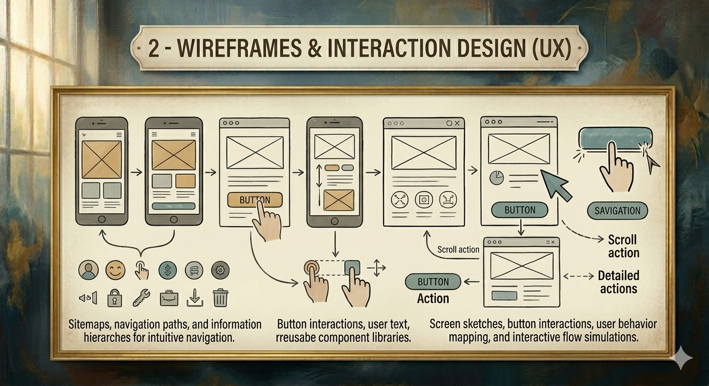 Wireframe & UX Interaction Design Services for Seamless User Journeys Wireframe and UX interaction design services for intuitive navigation and improved user engagement
