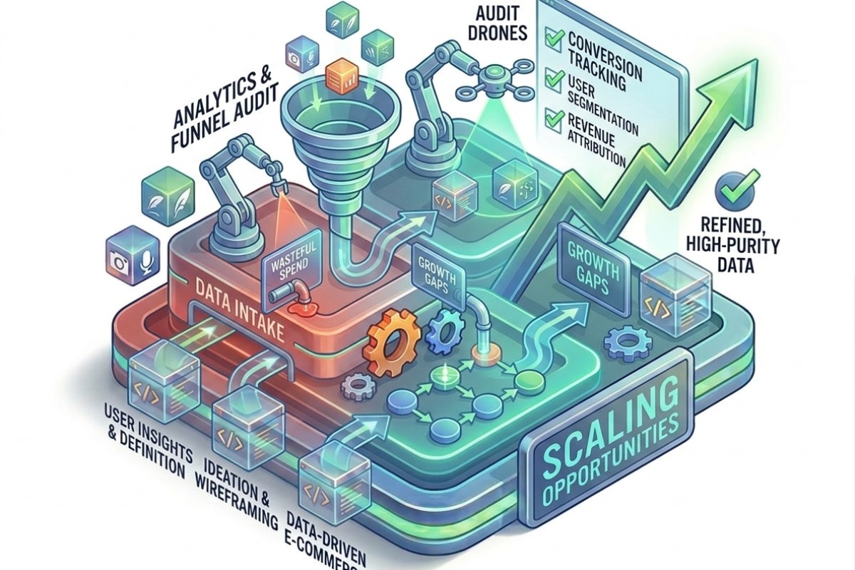 Analytics and funnel audit in conversion rate optimization CRO services to identify drop offs and improve conversions