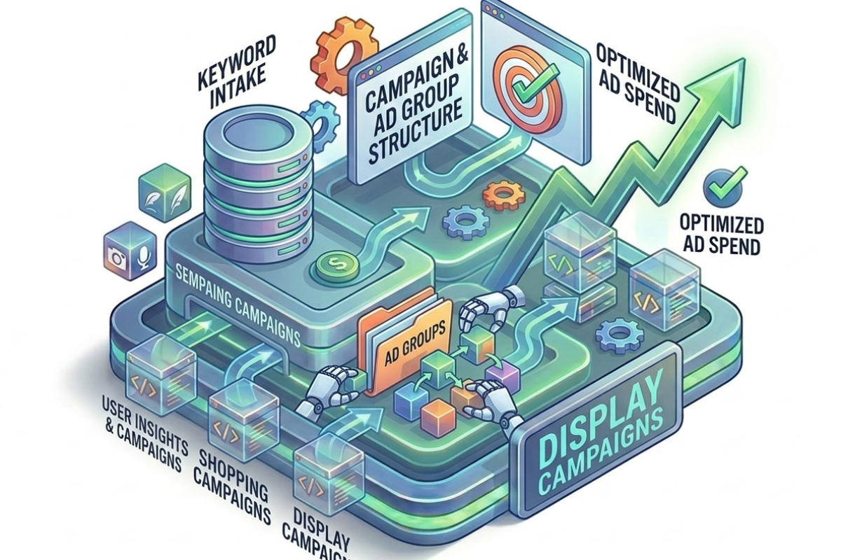 Campaign and ad group structure in Pay-Per-Click PPC management services for optimized ad