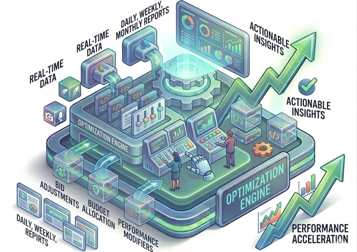 Ongoing optimization and reporting in Pay-Per-Click PPC management services for continuous performance improvement
