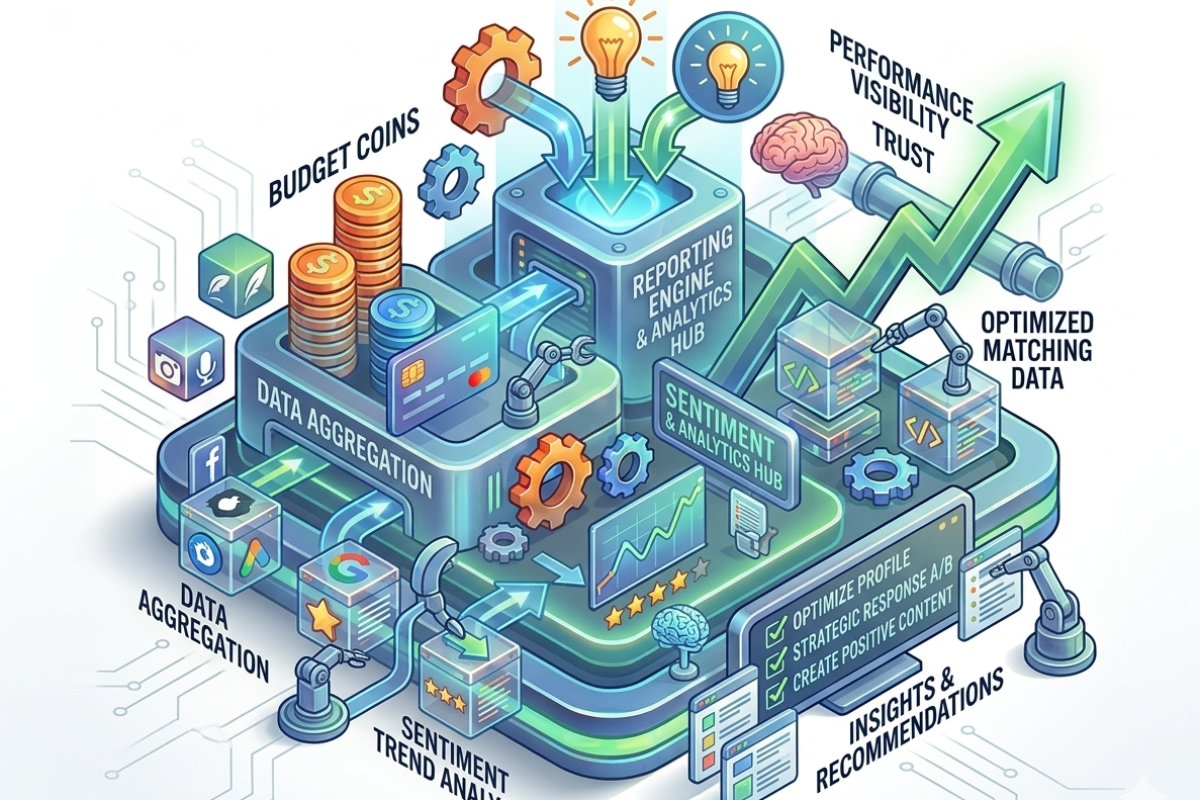 Reporting insights and recommendations in online reputation management ORM services to improve brand reputation and strategy